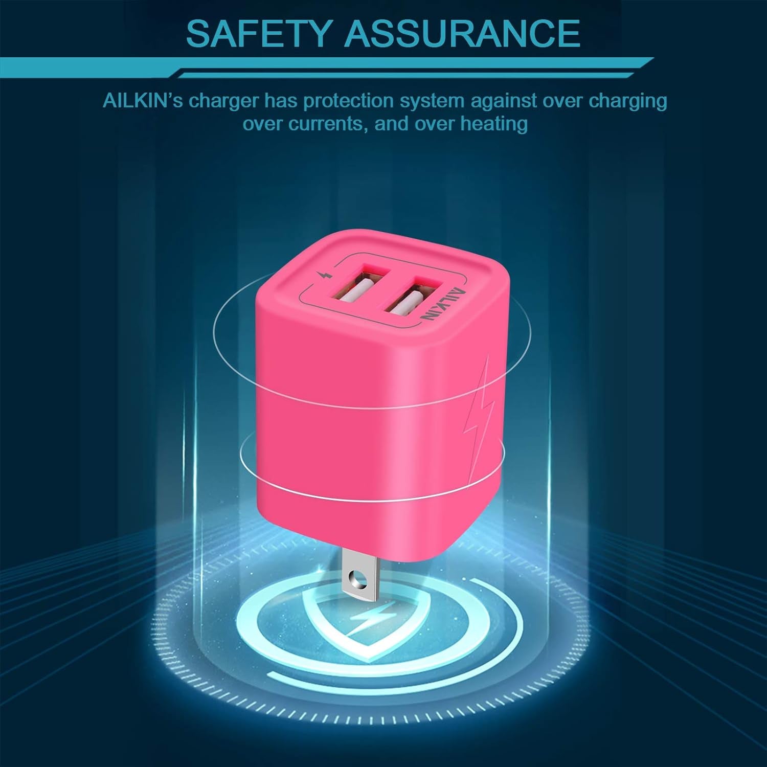 Wall Charger,  USB Plug Fast Charging Block, Power Adapter Cube 2 Port Charge Travel Brick Cell Quick Chargers Box for Iphone Samsung Galaxy USB Box Base Brick