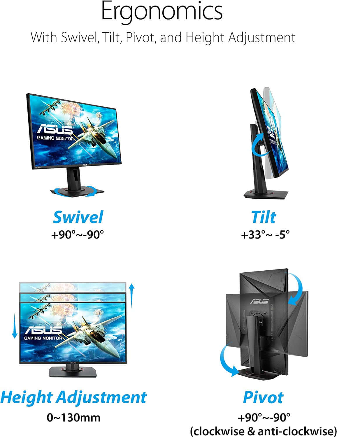 VG278QR 27” Gaming Monitor 165Hz Full HD (1920 X 1080) 0.5Ms G-SYNC Eye Care Displayport HDMI DVI, Black