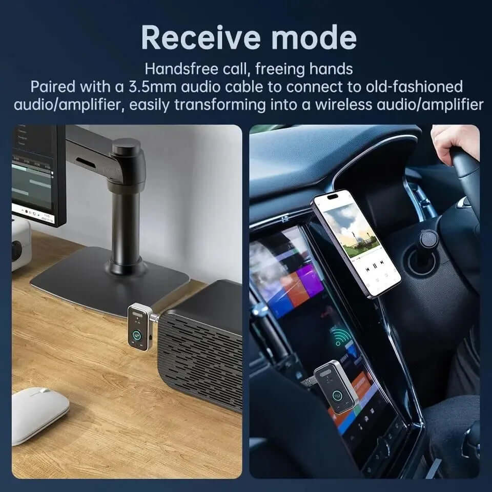 Bluetooth 5.3 Adapter Transmitter Receiver Wireless Audio for Car Music Headphone Speaker AUX Audio Adapter with 3.5Mm Jack